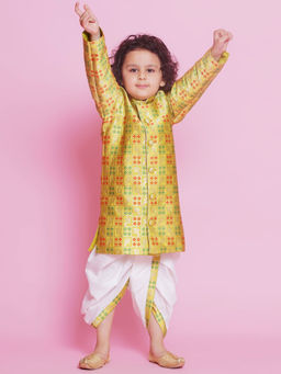Little Bansi - Boys Brocade Sherwani and Dhoti Yellow (Set of 2)