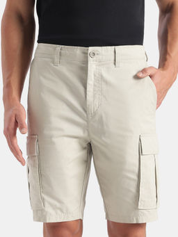Jockey - MZ08 Men Super Combed Cotton Woven Straight Fit Cargo Shorts White