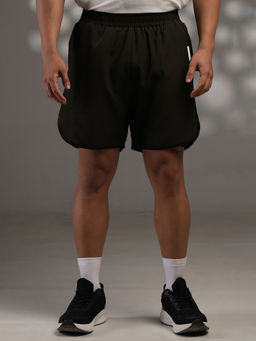 CHKOKKO - Olive Solid Polyester Regular Shorts