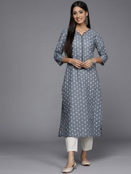 Varanga - Grey Printed Straight Dori and Tassel Detailing Kurta