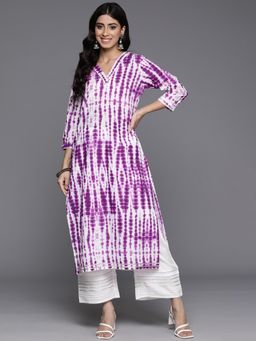 Varanga - Women Purple and White Gota Work Straight Kurta