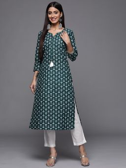 Varanga - Green Printed Hand Work Detailing Kurta