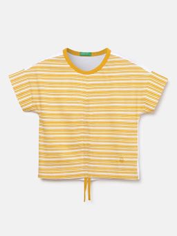 United Colors of Benetton - Regular Fit Crew Neck Striped Top Mustard
