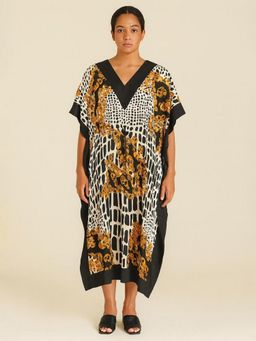 DESIGN ELEMENTS - Multi-Color Silk Crepe Fabric Women Kaftan Dress