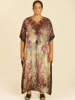 DESIGN ELEMENTS - Pink Silk Crepe Fabric Women Kaftan Dress