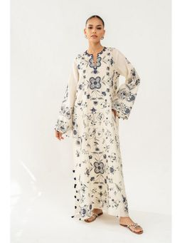 DESIGN ELEMENTS - White Women Imported Turkish Fabric Kaftan Dress