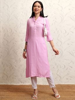 VISHUDH - Lavender Solid Regular Kurta