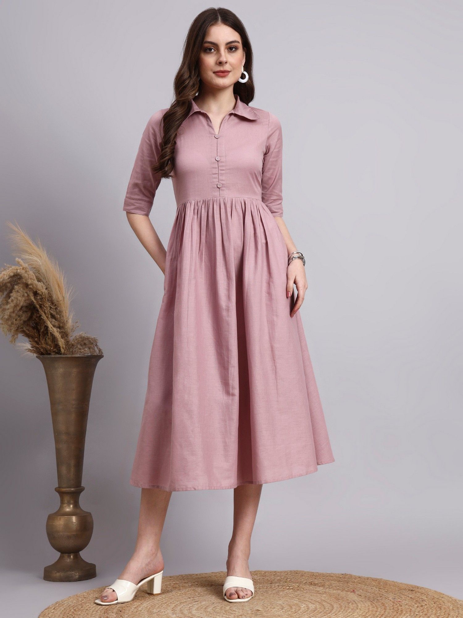 aayusika Mauve Cotton Flex Long Dress-picture-2