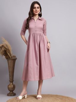 Aayusika - Mauve Cotton Flex Long Dress