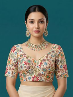 Niraha - Cream Designer Stitched Blouse