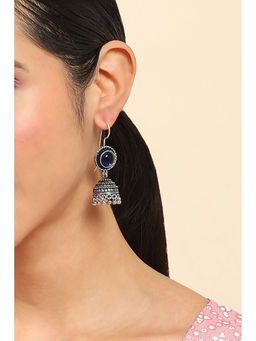 Rangriti - Women Navy Alloy Jhumka Earrings