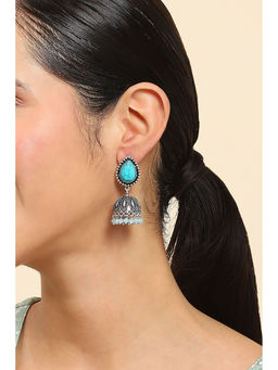 Rangriti - Women Turquoise Alloy Jhumka Earrings