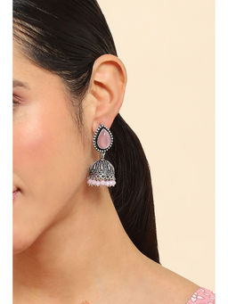 Rangriti - Women Light Pink Alloy Jhumka Earrings