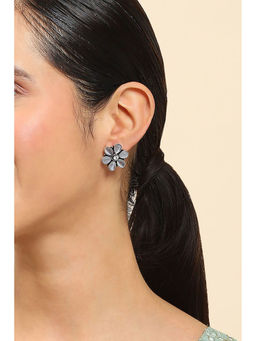 Rangriti - Women Gray Brass Stud Earrings
