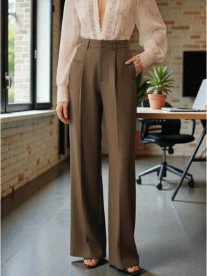 BROADSTAR Women Mouse High-Rise Straight Fit Korean Trouser - Image 1