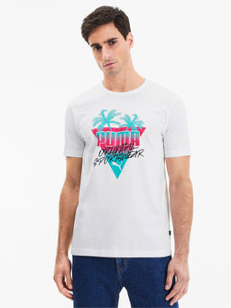 Puma - Summer Palms Graphic Mens White T-Shirt