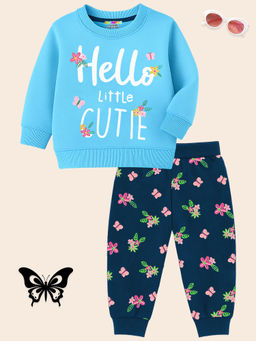 Kuchipoo - Girls Blue Winterwear Sweatshirt and Joggers