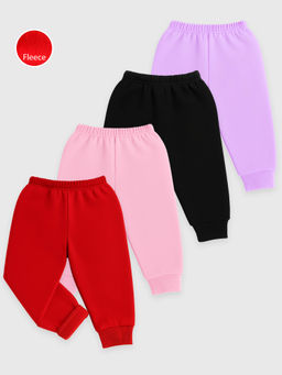 Kuchipoo - Girl Multi-Color Winter Fleece Thermal Joggers (Pack of 4)