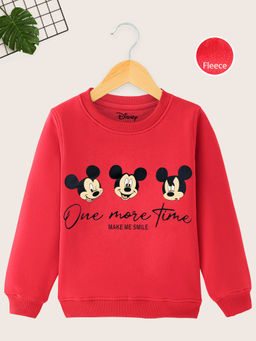 Kuchipoo - Boys Red Regular Fit Winterwear Printed Sweatshirt