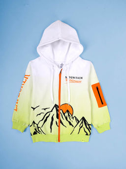 KiddoPanti - Boys Printed Fleece Hoodie- Green