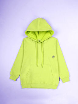 KiddoPanti - Unisex Solid Full Sleeves Fleece Hoodie- Green