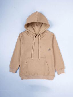KiddoPanti - Unisex Solid Full Sleeves Fleece Hoodie- Beige