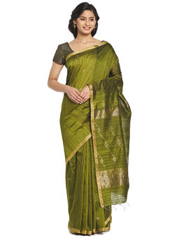 Fabindia - Green Hand Woven Silk Saree