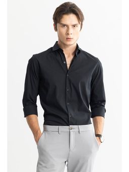 Snitch - Black Plain Full Sleeves Slim Formal Wear Shirt for Men