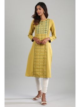 Aurelia - Yellow Mandarin Neck Winter Kurta