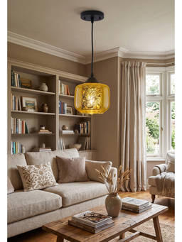 DecorativeRay - Yellow Amber Glass Decorative Warm Ambient Modern Pendant Hanging Light