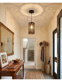 DecorativeRay - Black Floral Cutwork Shadow Effect Warm Ambient Decorative Pendant Hanging Light