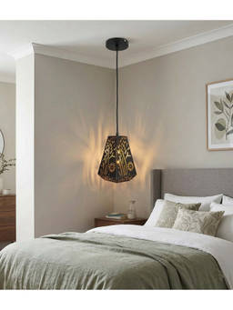DecorativeRay - Black Floral Laser Cut Shadow Effect Warm Ambient Premium Pendant Hanging Light