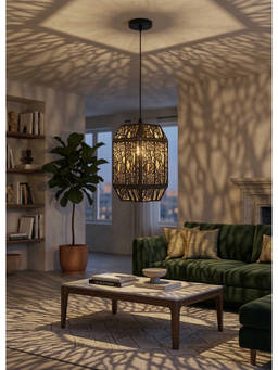 DecorativeRay - Black Nature Pattern Laser Cut Warm Ambient Decorative Pendant Hanging Light