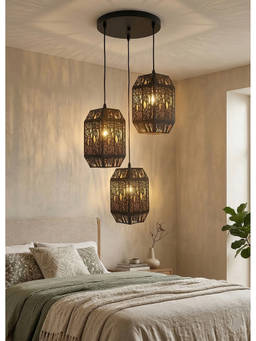 DecorativeRay - Black Nature Pattern Laser Cut Warm Ambient Decorative Pendant Hanging Light