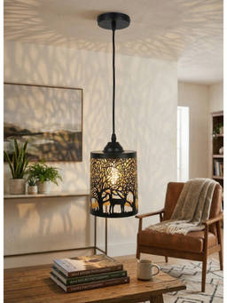 DecorativeRay - Black Tree Deer Cutwork Shadow Effect Warm Ambient Decorative Pendant Hanging Light