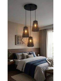 DecorativeRay - Black Geometric Pattern Minimal Warm Ambient Decorative Pendant Hanging Light