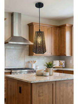 DecorativeRay - Black Perforated Shadow Effect Warm Ambient Decorative Pendant Hanging Light