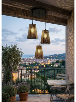 DecorativeRay - Black Perforated Shadow Effect Warm Ambient Decorative Pendant Hanging Light