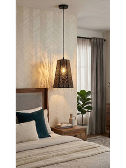 DecorativeRay - Black Laser Cut Pattern Shadow Effect Warm Ambient Premium Pendant Hanging Light