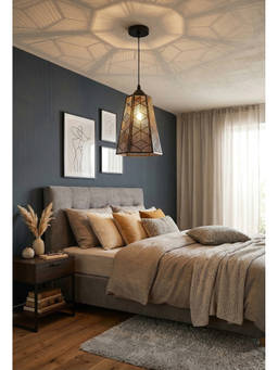 DecorativeRay - Black Geometric Pattern Shadow Effect Warm Ambient Decorative Pendant Hanging Light