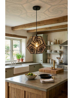 DecorativeRay - Black Spiral Pattern Shadow Effect Warm Ambient Pendant Hanging Light