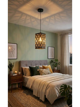 DecorativeRay - Black Geometric Cutwork Modern Warm Ambient Decorative Pendant Hanging Light
