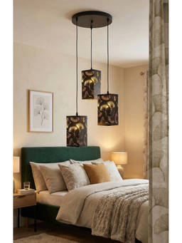 DecorativeRay - Black Rectangular Cutwork Pattern Warm Ambient Pendant Hanging Light