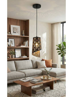 DecorativeRay - Black Leaf Pattern Cutwork Warm Ambient Decorative Pendant Hanging Light