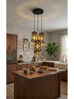 DecorativeRay - Black Leaf Pattern Cutwork Warm Ambient Decorative Pendant Hanging Light