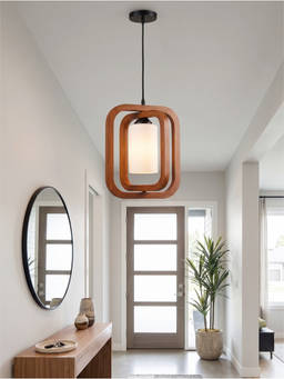 DecorativeRay - Brown Modern Wooden Layered Frame Warm Ambient Pendant Hanging Light
