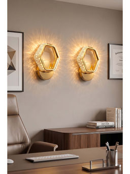 DecorativeRay - Gold Hexagonal Crystal Led Luxury Ambient Wall Lights (Pack Of 2)