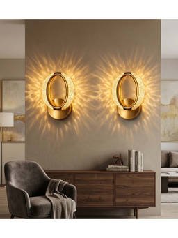 DecorativeRay - Gold Crystal Oval Led Luxury Ambient Decorative Wall Lights (Pack Of 2)