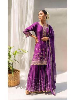 AM by Anita Mittal - Purple Gulmohar Kurta with Sharara and Dupatta