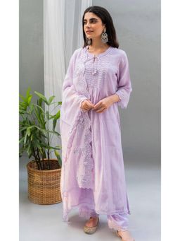 AM by Anita Mittal - Lavender Saadgi A-Line Kurta with Pant and Dupatta